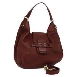 Authentic GUCCI Shoulder Bag Leather 2way Brown Gold 296851